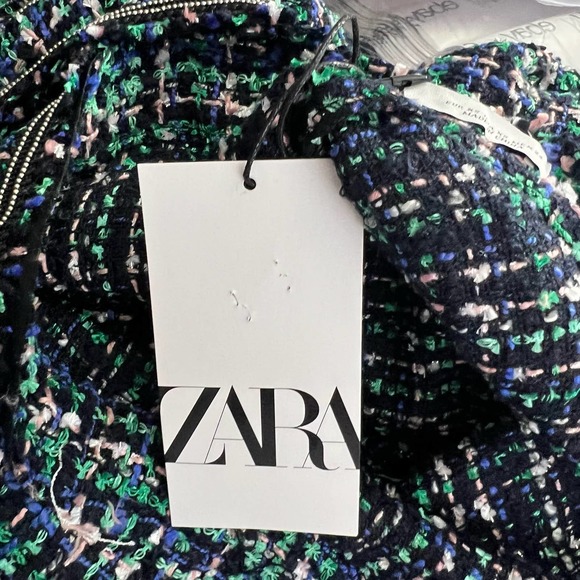 Zara Tweed Plaid Sleeveless Jumper Overall Dress in Green Size US Small - Picture 10 of 11